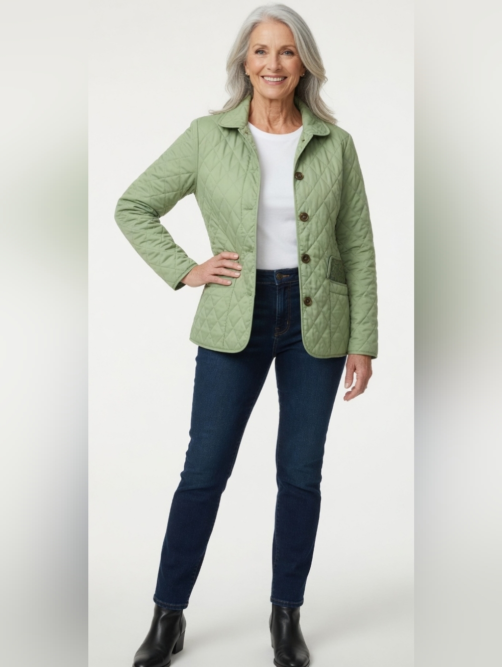 Charter Club Light Green Quilted Jacket (Large)